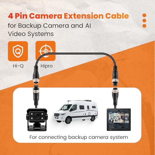 Image of 10FT /3M 4-Pin Aviation Video Extension Cable for CCTV Rearview Cameras and Vehicle Backup Monitors - Waterproof and Shockproof