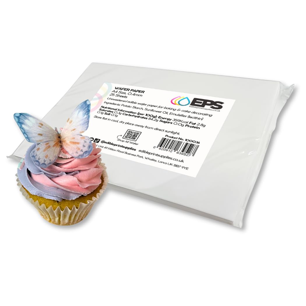 Edible Print Supplies EPS A4 Wafer Rice Paper Pack for Printing - 25 sheets
