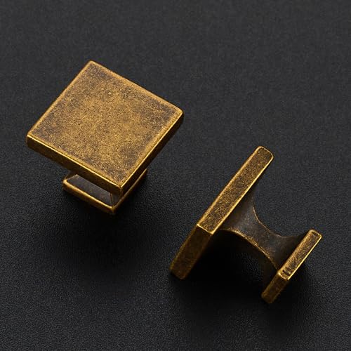 Image of Ravinte Cabinet Knobs Antique Brass Square Knobs, Drawer Knobs, 30 Pack | Single Hole, Solid Metal, Easy Install, Screws Included, Rust-Resistant, For Cabinets, Drawers, Dressers