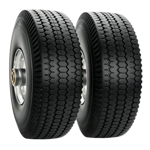 Atlantic 2-Pack 10-Inch 4.10/3.50-4 Solid PU Wheels with Flat Free Tire
