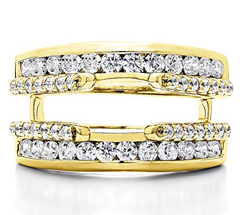 TwoBirch Yellow Gold Plated Sterling Silver Combination Cathedral and Classic Ring Guard With Cubic Zirconia (1.01 ct.)4
