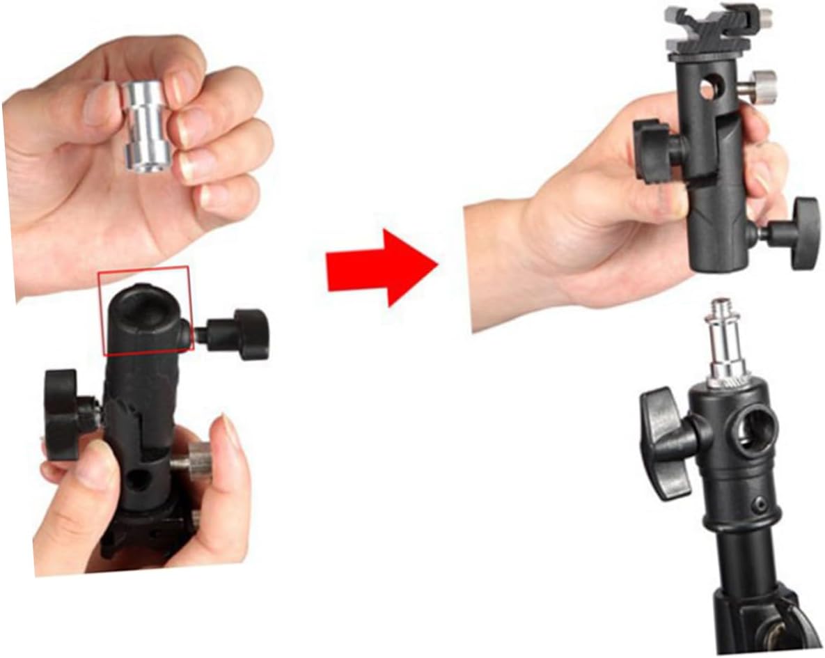 2Pcs Metal Flash Holder Bracket with Umbrella Mount for DSLR Cameras Compatible with Canon Flashes Adjustable Joint Light Stand Attachment for Studio and Video LED Lights