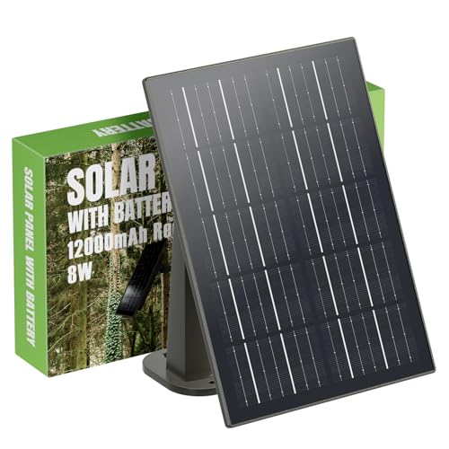 Adicop Pannello Solare Batteria Integrata 12000mAh Compatibile con 12V/6V Dispositivo Fotocamera Fauna Selvatica 3M Cavo Caricatore Solare Impermeabile Fotocamera Accessori Caccia