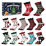 Moyel 12 pares Calendario Adviento Calcetines 39-42 Calendario Adviento 2025 Mujer Calendarios de Adviento Adultos Advent Calendar Regalos Originales para Mujer Navidad para Mamá Esposa Novia