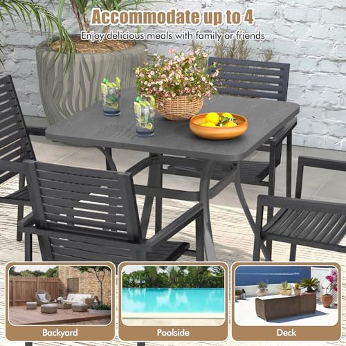 Image of Giantex Patio Dining Table, 32 inchx32 inchx29 inch Outdoor Table, Heavy-Duty Metal Square Outside Table for 4 Persons, Patio Furniture for Backyard Garden Poolside