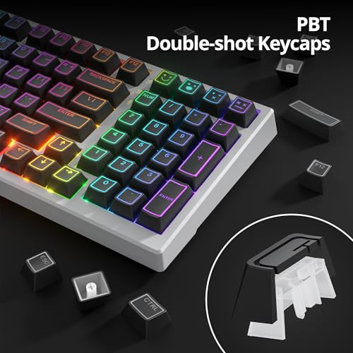 Image of Guffercty kred 142 Key Black Cherry Profile Keycap Set, PBT Shine Through Translucent Characters Compatible with MX Switches Mechanical Keyboard(Ray Edge Black)