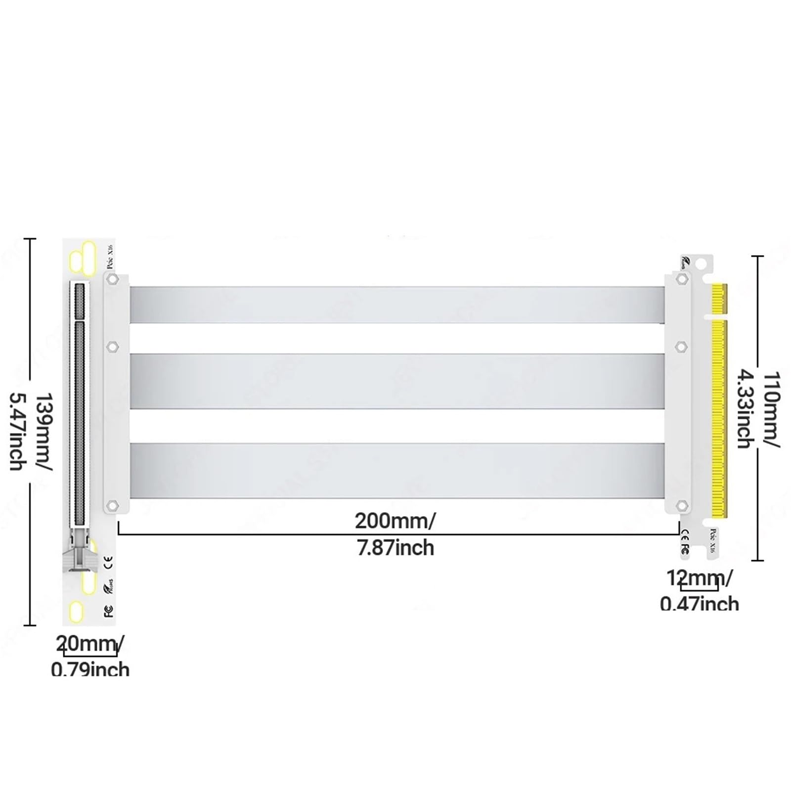 PCIe 5.0 X16 Kabel riser – przedłużacz GPU 90° do RTX 5090/4090 i RX 7900 XTX, Mining Rig, WRX80/TRX40, 15 cm/18 cm/20 cm/30 cm