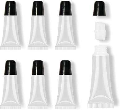 AMORIX Lip Gloss Tube 5ml Black Cap Lip Gloss Container Empty Lip Balm Tube Cosmetic Squeeze Lip Gloss Tube 6 Pack for DIY Lip Gloss Base