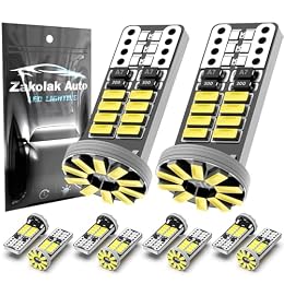 Zakolak 10Pcs 194 T10 168 W5W 2825 LED Bulb, Super Bright LED Car Interior Dome Map Camper RV License Plate Light Bulbs, Upgraded 25-SMD 3014 Chipsets 12V 400LM 6500K Xenon White