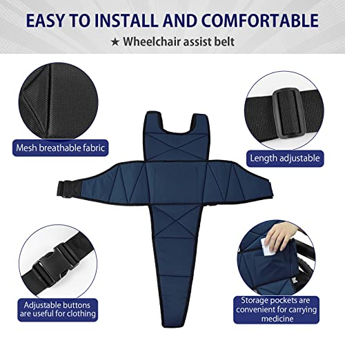 Loschen Wheelchair Safety Belt Torso Support Vest，Adjustable Straps Safety Belt,Anti-Slip And Breathable Harness（Dark Blue） #TOP2