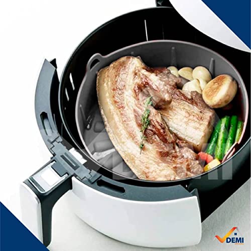 Panela de Silicone Redonda Fritadeira Microondas C/Alça Forma 22x22cm Cesto para Air Fryer