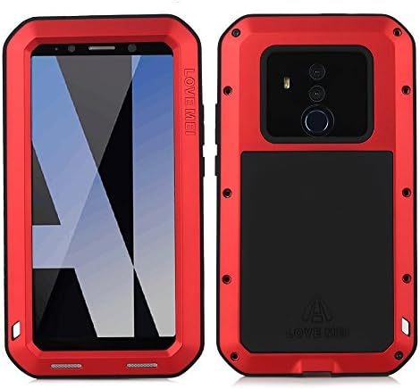 Huawei Mate 10 Pro Case, Cresee Hybrid Armor Alloy Aluminum Metal Bumper Case Rubber Silicone Gorilla Glass Military Heavy Duty Shockproof Water Resistant Hard Case for Huawei Mate 10 Pro (Red)