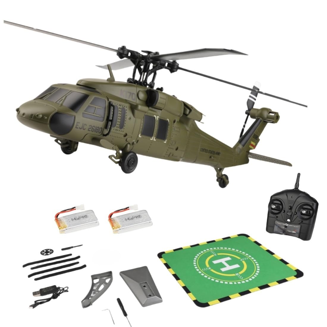 K170 UH-60L Elicottero RC, 170 misura 2,4 G, 4CH, giroscopio Flybarless RC a 6 assi con altezza, acceleratore regolabile sinistra e destra per principianti
