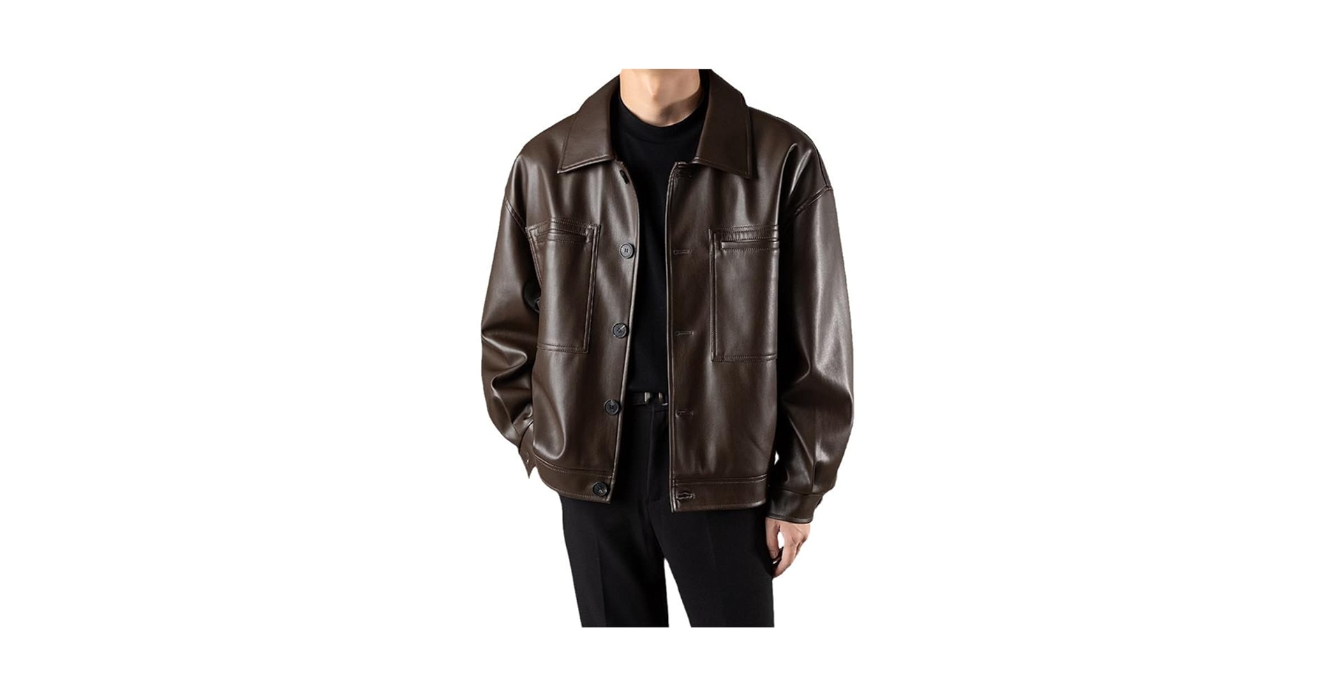 Xingfenly ' Texture PU Leather Jacket High Street Button