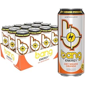 Bang Energy Any Means Orange, Zero Sugar Energy Drink, 16-Ounce (Pack of 12)