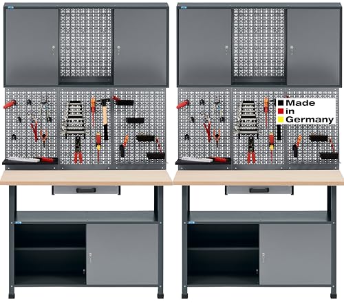 Werkstatt Set, Werkstatteinrichtung Werkbank 240 cm...