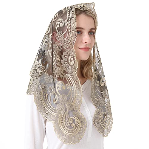 Catholic Veil Church Chapel Scarf Embroidery Lace Latin Mass3