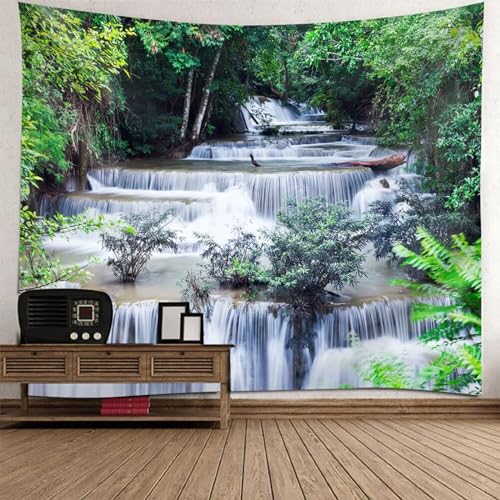 Tapisserie murale vert et blanc motif arbre | Grand format 150 x 150 cm au design épuré