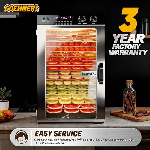 Image of Food Dehydrator Machine 18 Stainless Steel Trays, 18ft Meat Dehydrator for Jerky Up to 194F Temperature Control and 5 Presets and 48H Timer, 1000W Food Dryer for Dog Treats, Herbs, Fruit and Veggies