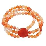 Armbandlänge ca. 20cm Lassiere Damen Flex-Armband für Frauen Mädchen 3 reihig Karneol Edelstein orange rot Geschenk Heilstein