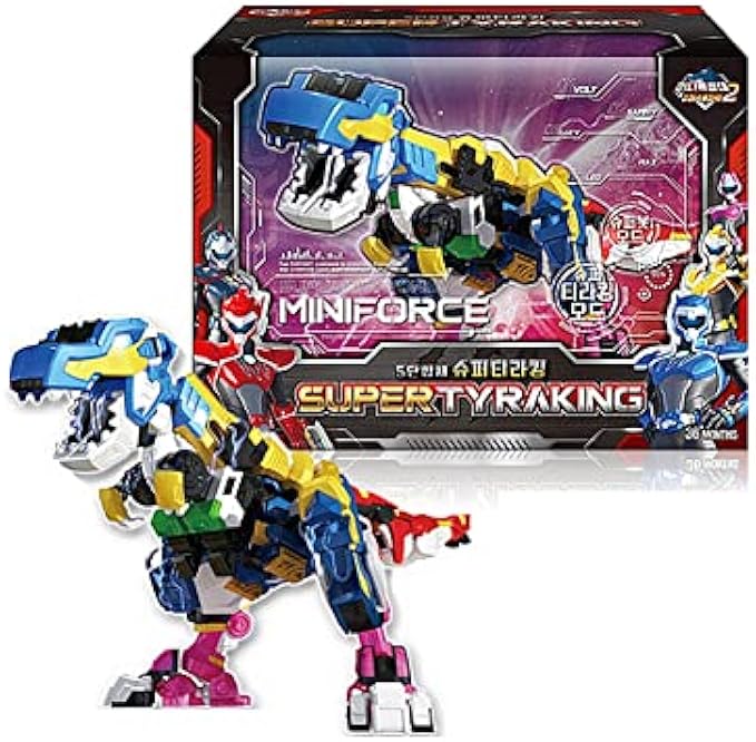 Miniforce X MiniForce Super Dino Power2 Super TyraKing Transformer 5 Robots Volt Sammy Max Lucy Rio Toy