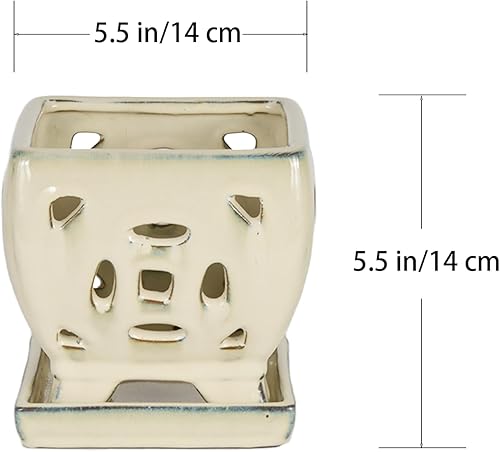 Miniatura 6 de W&W Maceta de orquídeas con agujeros y platillo para trasplantar, color blanco, 5.5 pulgadas