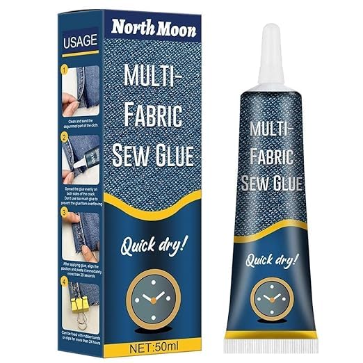 Anystar50ml Quick Dry Multi Fabric Sew Glue,Cloth Repair Sew Glue Fabric Sewing Adhesive,Ultra-Stick Fabric Glue for for Jeans Printing Pants, Cotton Flannel,Denim Leather, Fast Dry