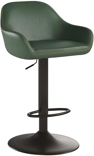 Miniatura 47 de Glitzhome Mid Century - Juego de 2 taburetes de bar ajustables de cuero giratorio vintage con respaldo y reposapiés, taburetes de bar modernos de