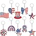 JUNEBRUSHS 30 Packs Patriotic Keychains Bulk USA Flag Keychain Red White Blue keychain for Memorial Day 4th of July Party Favors Souvenirs