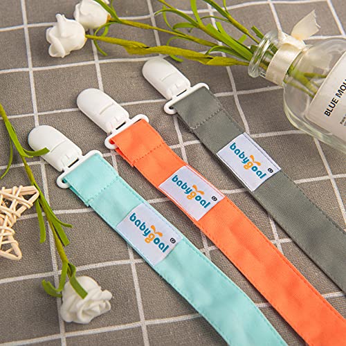 Babygoal Neutral Pacifier Clips Solid Color, 3 Pack Pacifier Holder For Boys And Girls Fits For Most Pacifier Styles And Baby Gift Ps01 #TOP2
