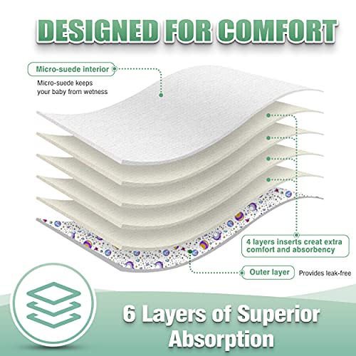 image for wegreeco Cloth Diapers 6 Pack with 6 Inserts & 1 Wet Bag, Washable Clo