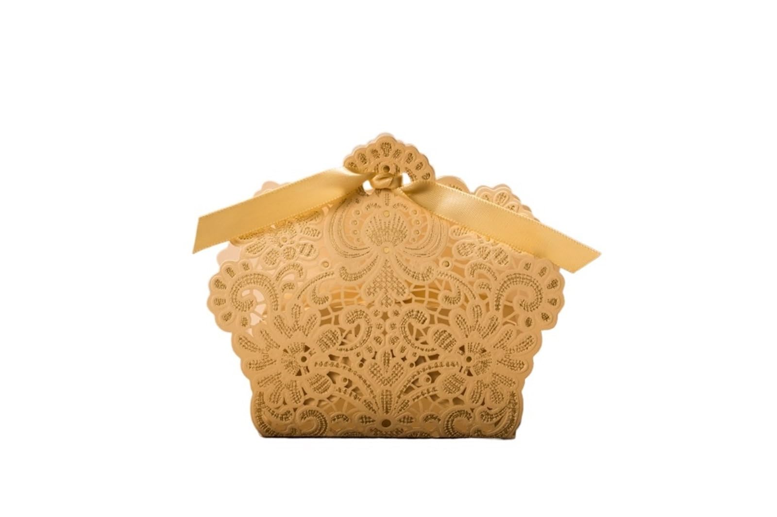 Scatoline Portaconfetti 10/50/100pcsWhite Red Gold Blue Champange Wedding Candy Box with Ribbon Sweets Candy Favors Bags Boxes Birthday(Brown2,9.7X7.5X3.2CM_50PCS)