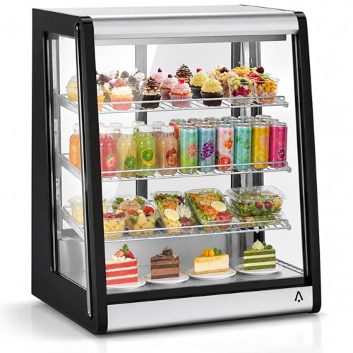 Image of 5.2 Cu.Ft Commercial Countertop Display Refrigerator, Glass Door Merchandiser with LED Lighting, Adjustable Shelves, Anti-Fog, Fast Cooling for Bakery, Cafe, Restaurant