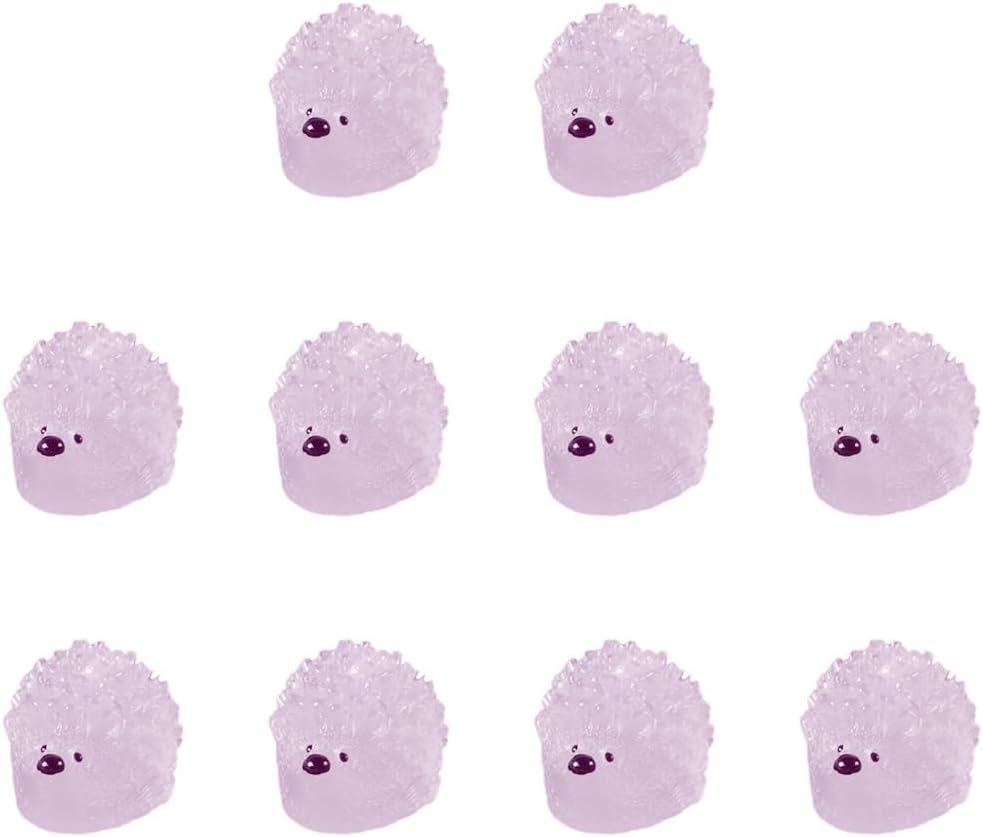 10Pcs Miniature Resin Hedgehog Light-up Figurine, A Miniature Landscape Decoration, Perfect for Birthday Party Decorations (Light Purple)