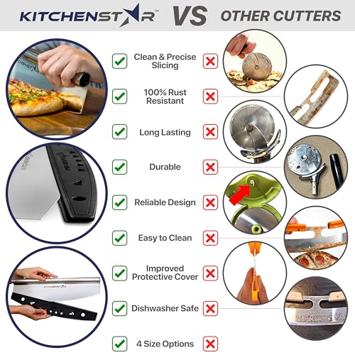 KitchenStar 18-Inch Pizza Cutter Rocker Blade - Sharp Stainless Steel Slicer Knife, Protective Cover, Dishwasher Safe, Extra Large - Commercial Pizza Oven Accessories by KitchenStar - Image 6
