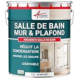 ARCANE INDUSTRIES Peinture salle de bain, mur et plafond | Peinture anti condensation et humidité | 29 couleurs disponibles   2.5 L Blanc
