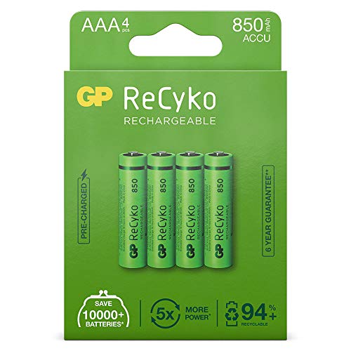 1X4 GP RECYKO NIMH BATERÍA AAA 850MAH, Lista para Usar