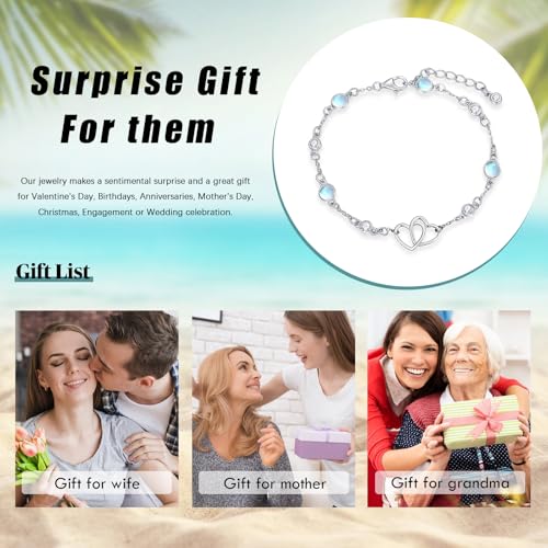 Image of Anklet for Women 925 Sterling Silver Double Infinity Ankle Bracelet Waterproof Summer Jewelry Anniversary Birthday Gifts for Her