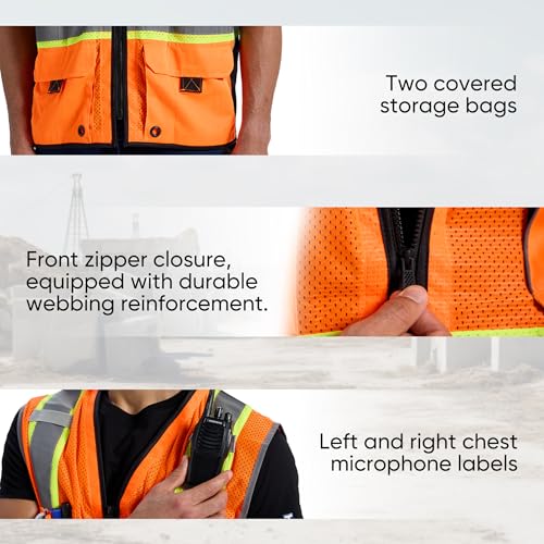 SRsafety High Visibility Vest, Security Vest with 9 Pockets,Mesh Safety Vest for Construction Workers Sanitation Workers — view 4