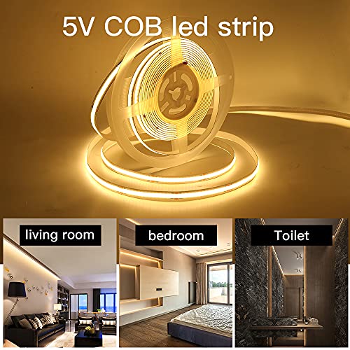 Tira LED COB 5 metros 320 LEDs/m blanco cálido USB miniatura 6