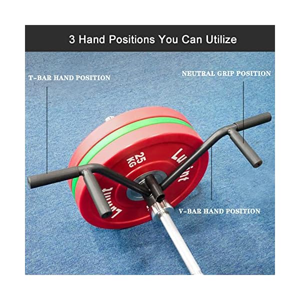 Luwint Multi-Grip T Bar Row Barbell Handle, Solid Steel V Straight Landmine Attachment, Fits 1 & 2 Inch Olympic Bars, Home Gym Equipment for Deadlift Squat Tricep Back Workout - Image 5