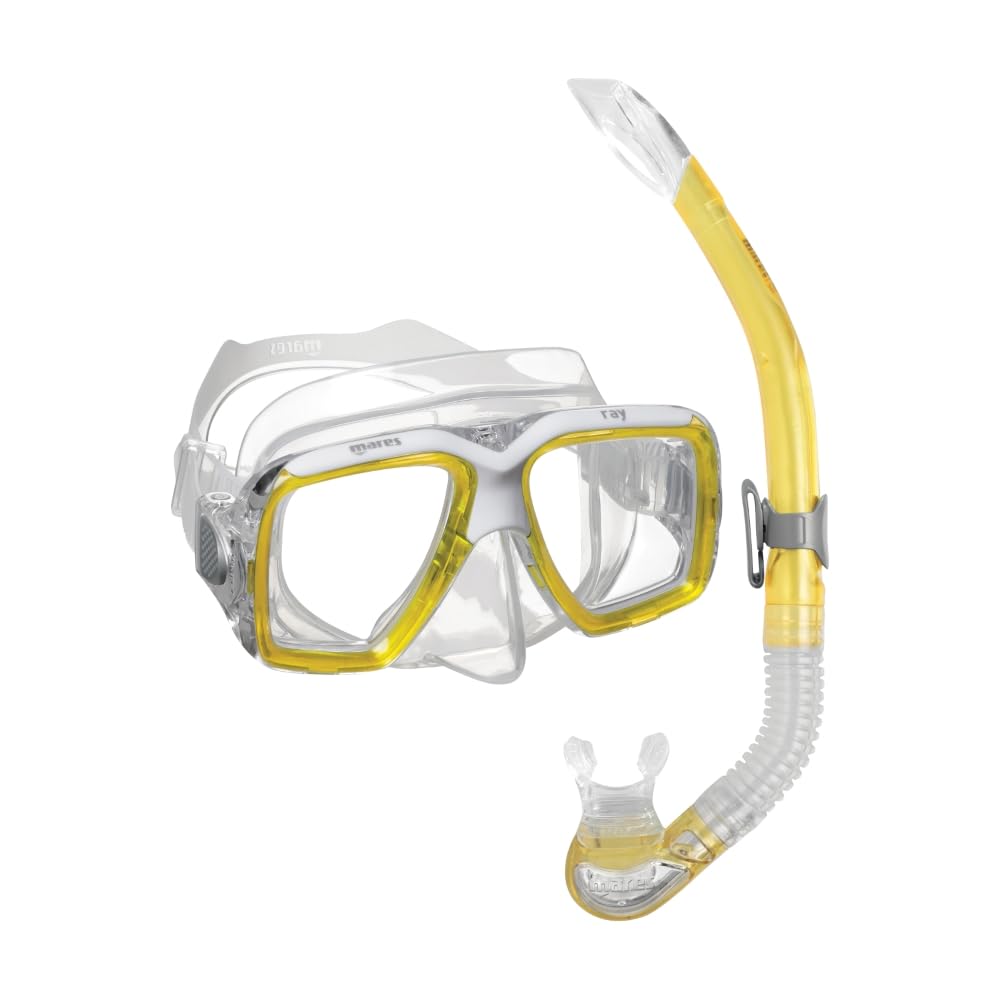 Mares Combo Ray – Set de Snorkel Adulto con máscara de Silicona Personalizable y Tubo Semi-seco con Boquilla de Silicona