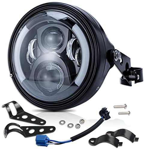 Idcarauto 7Inch Round Led Motorcycle Headlights Dot Approved With Housing Bucket Mount Bracket For Har-Ley Honda Yamaha Kawasaki Suzuki With Amber Turn Signal Light Drl Hi/Lo Beam Motorcycle Headlamp #TOP20