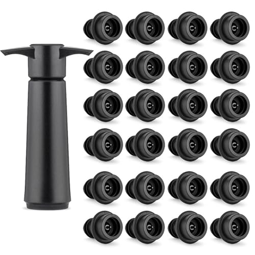 25 Pieces Wine Bottle Stoppers Champagne Stoppers Bottle Stopper Reusable Wine Stopper for Most Standard Bottled Beer Champagne Wine and Sparkling Wine （Black）