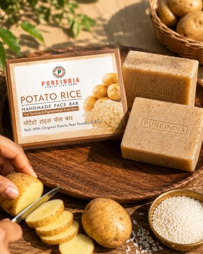 Image of Potato Rice Soap for Natural Skin Whitening and Pigmentation, Minimizes Open Pores, Removes Impurities | The Natural Way of Skin Whitening 100-gm Pack of -1