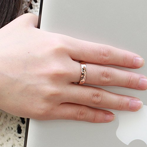 TEMICO His & Hers Cross Design Stainless Steel Matching Couple Rings Set Wedding Bands, Silver/Rose Gold4