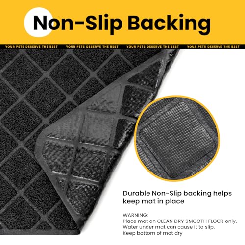 Image of Conlun Cat Litter Mat Litter Trapping Mat, Black Premium Durable PVC Grid Mesh with Scatter Control, Non-slip, Less Waste Cat Litter Box Mat, Soft on Kitty's Paws, Urine Waterproof 47 inch x 35 inch