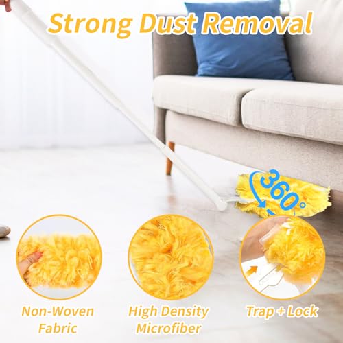 Image of 30 Count Duster Refills Compatible with Swiffer Duster, 2 Handles, 360 Heavy Duty Dusters Refills Multi-Surface Feather Duster with Extender Handle, Disposable Duster Kit for Home & Car Cleaning