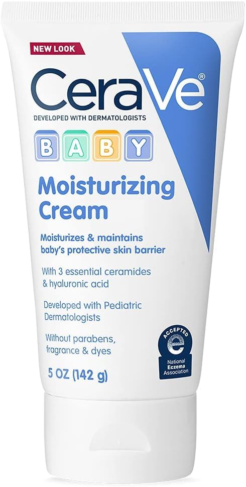 Image of CeraVe Baby Cream, Gentle Moisturizing Cream with Ceramides, Fragrance, Paraben, Dye & Phthalates Free, Rich & Non-Greasy Feel, Gentle Baby Skin Care, 5 Ounce (Pack of 12)