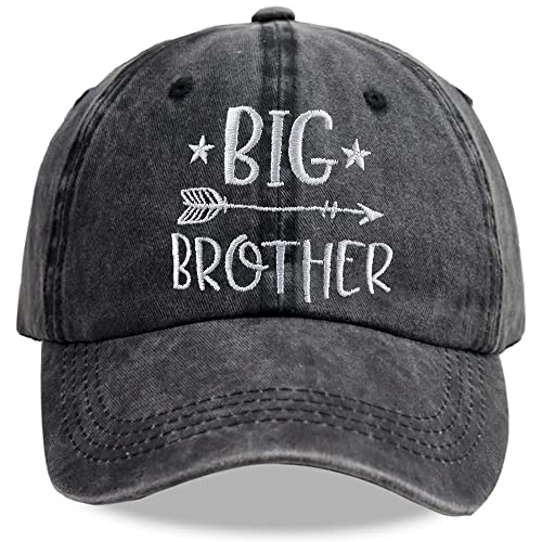Big for Brother Gift for Boys Girls Age 3-6, Promoted to Big for Brother Hat, Adjustable Embroidered Cotton Denim Bro Baseball Cap for Toddler Kids Child